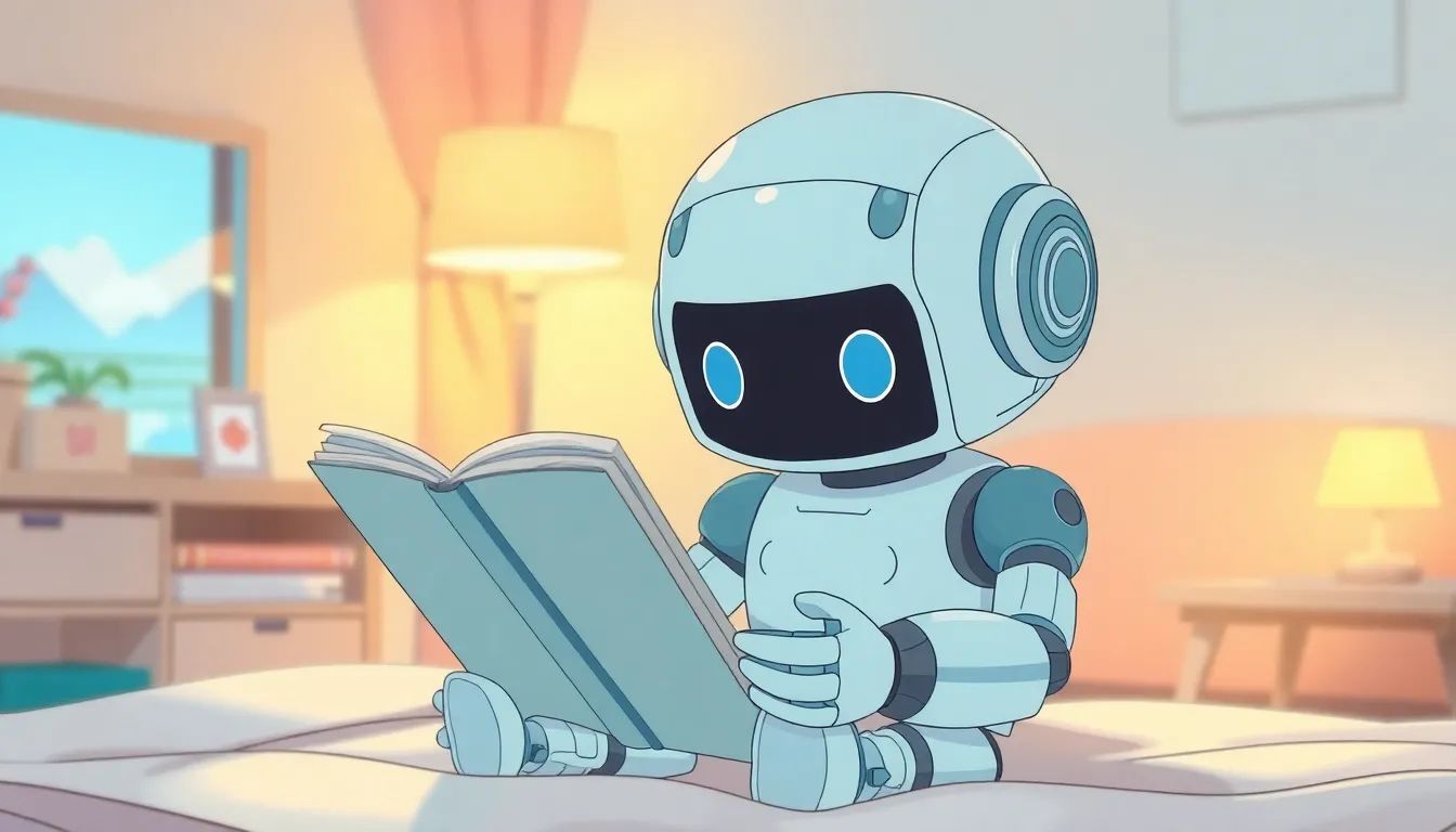 日記を読むかわいいロボット